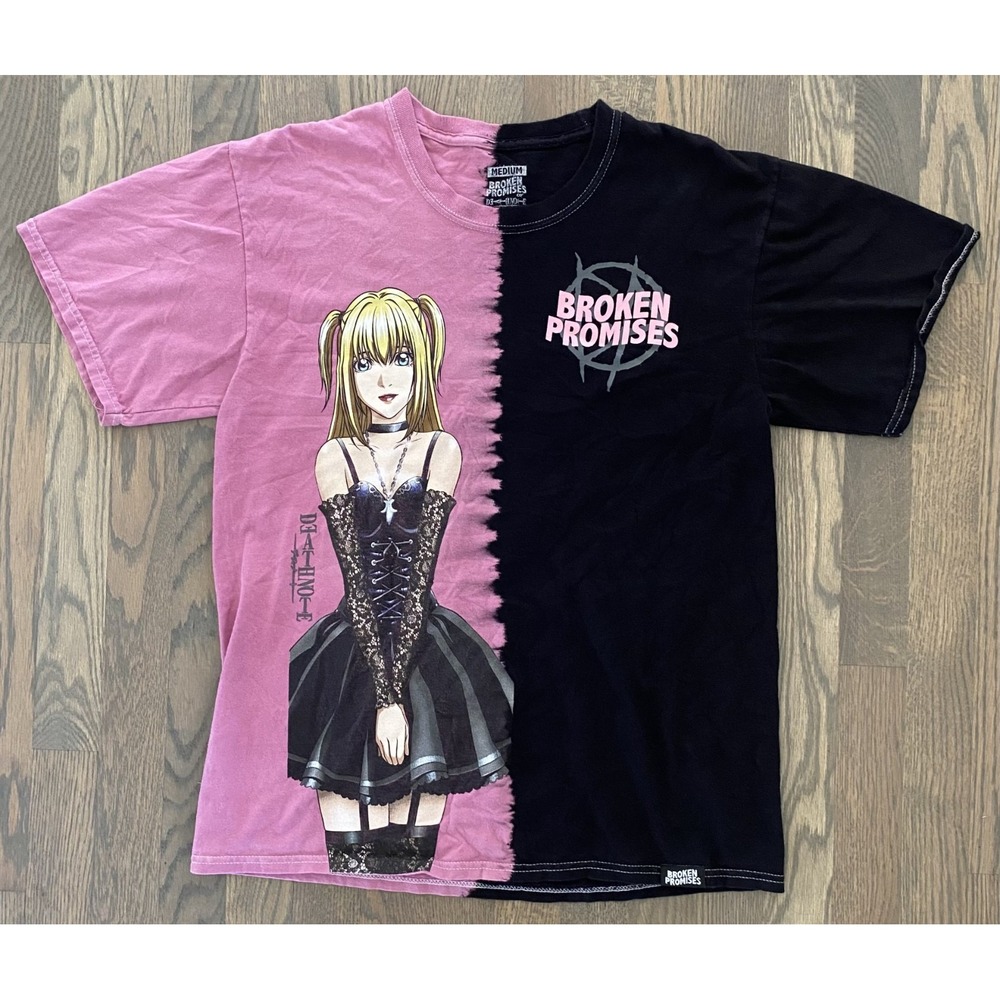 Broken Promises Pink Black Graphic Anime Death Note tshirt Size Medium